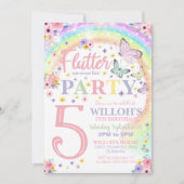 vlinder verjaardag uitnodiging regenboog vlinder (Voorkant)