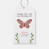 vlinder verjaardagsfeestje fladderen door dank u cadeaulabel (Voorkant)