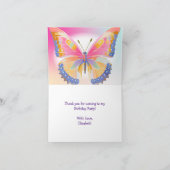 Vlinder Verjaardagsfeestje Kinderen Bedankt Kaart (Binnen)
