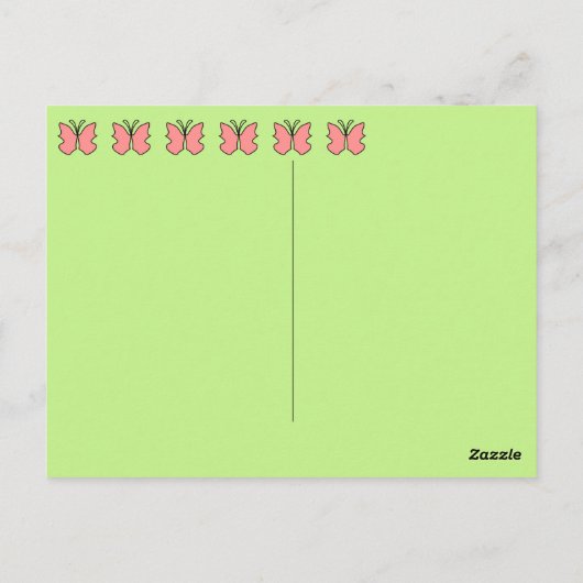 Vlinder Verjaardagsfeestje Zeven Jaar Oud Briefkaart (Achterkant)