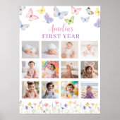 Vlinder Verjaardagsfoto Milestone Poster (Voorkant)