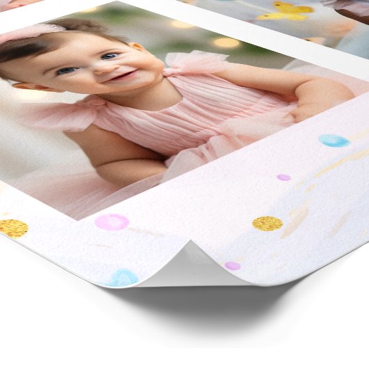 Vlinder Verjaardagsfoto Milestone Poster (Hoek)