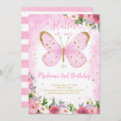 Vlinder Verjaardagsuitnodiging Kaart (Voorkant / Achterkant)