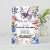 vlinder verjaardagsuitnodigingsontwerp kaart (Staand voorkant)