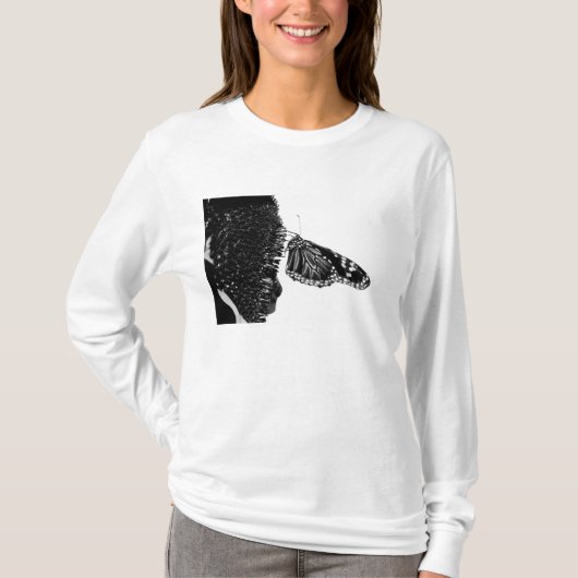 vlinder verlegen zwart t-shirt (Voorkant)