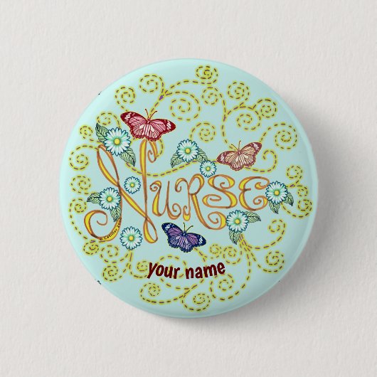 Vlinder Verpleegster Ronde Button 5,7 Cm (Voorkant)