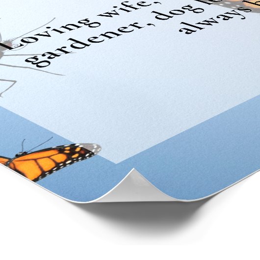 Vlinder, viering van het leven foto, uitvaart poster (Hoek)