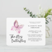 Vlinder viering van het leven herdenkingsdienst kaart (Staand voorkant)