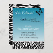 vlinder; viering van zebra print kaart (Voorkant / Achterkant)