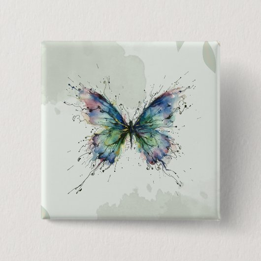Vlinder Vierkante Button 5,1 Cm (Voorkant)