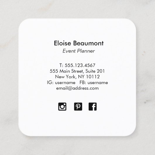  vlinder vierkante visitekaartje (Achterkant)