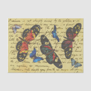 Vlinder Vintage Schrijf Decoupage Tissuepapier