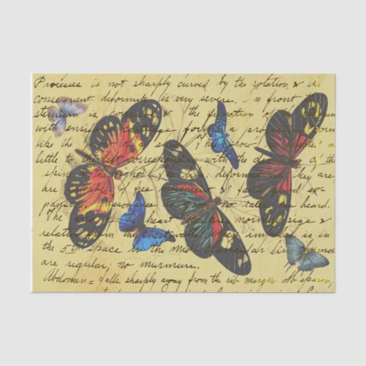 Vlinder Vintage Schrijf Decoupage Tissuepapier (Voorkant)