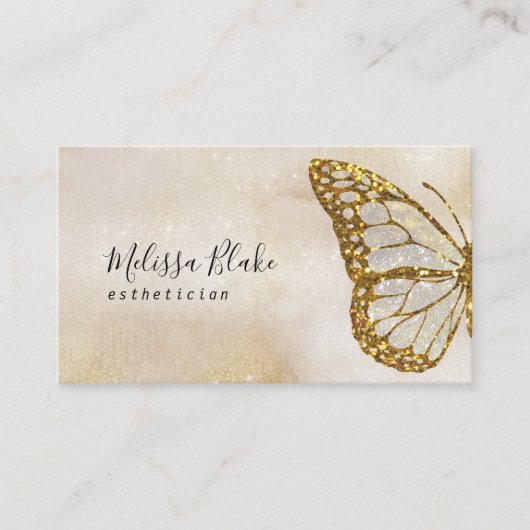 vlinder visitekaartje van glitter (Voorkant)