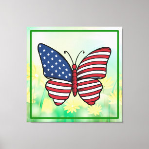 Vlinder Vlag van de Verenigde Staten Sublimatie-62 Canvas Afdruk