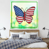 Vlinder Vlag van de Verenigde Staten Sublimatie-62 Canvas Afdruk (Insitu (Slaapkamer))