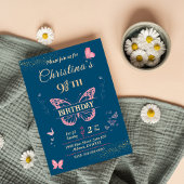 Vlinder vleugels 9e verjaardag blauwe kleur uitnod kaart