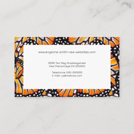 Vlinder vleugels monarch kleurrijke modern visitekaartje (Achterkant)