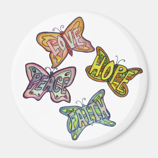 Vlinder vleugels woord kunst geschenk koelkast mag magneet (Voorkant)