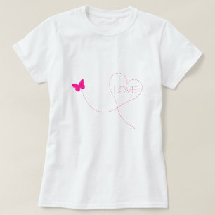 Vlinder Vliegende T-shirt Hart - Liefde