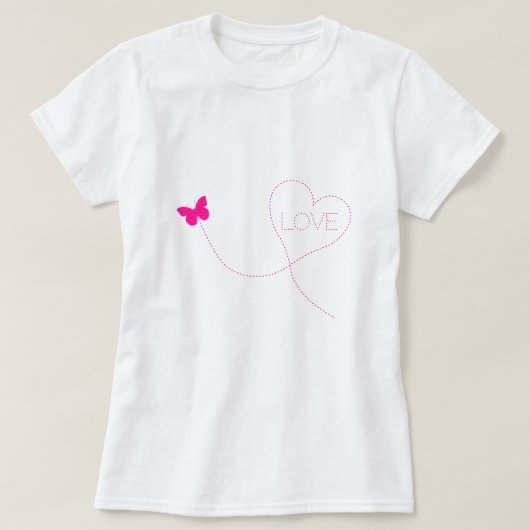 Vlinder Vliegende T-shirt Hart - Liefde (Design voorkant)