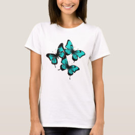 Vlinder Vlinders Kleurrijke Blauwgroen Mint Kleur T-shirt
