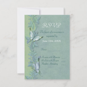 Vlinder Vlucht Bloemen Bruiloft RSVP Kaartje
