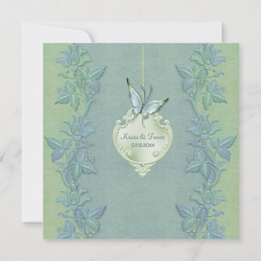 Vlinder Vlucht Bloemen Bruiloft Uitnodiging (Achterkant)