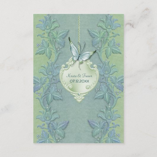 Vlinder Vlucht Bloemen Wensput Huwelijkskaart Informatiekaartje (Achterkant)