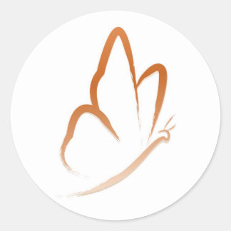 Vlinder Vlucht (oranje en eenvoudig) Ronde Sticker