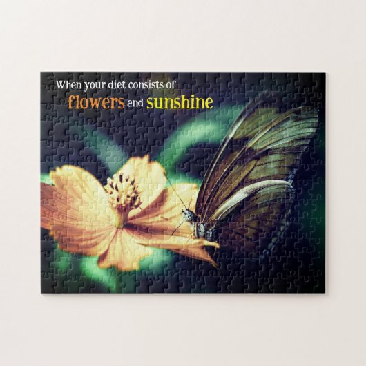 Vlinder voedt zich met bloem legpuzzel (Horizontaal)