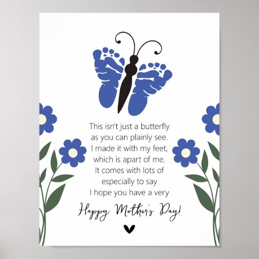 Vlinder voetafdruk kunst: een Moederdag-aandenken Poster (Voorkant)