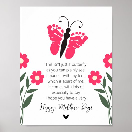 Vlinder voetafdruk kunst: een Moederdag-aandenken Poster (Voorkant)