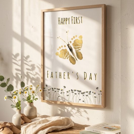 Vlinder voetafdruk kunst eerste Vaderdag poster