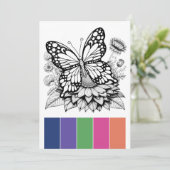 Vlinder Volwassen Kleurplaten en Kleurenpalet Kaart (Staand voorkant)