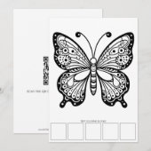 Vlinder Volwassen Kleurplaten Kaarten met Test Rui (Voorkant / Achterkant)