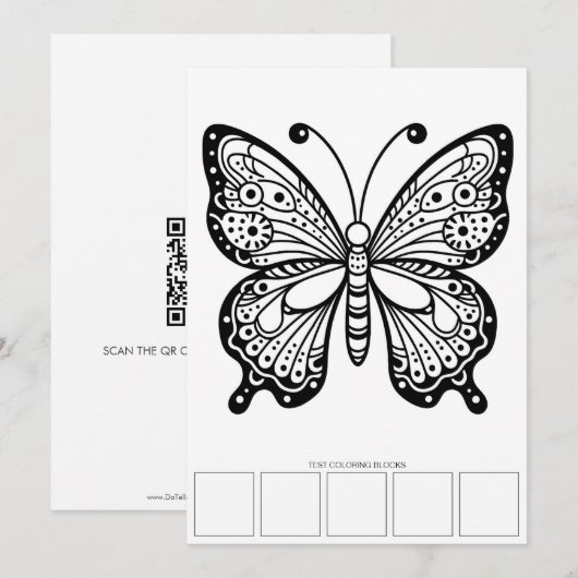 Vlinder Volwassen Kleurplaten Kaarten met Test Rui (Voorkant / Achterkant)