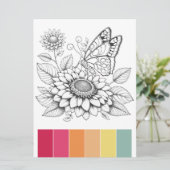 Vlinder Volwassen Kleurplaten & Kleurcombinatie Kaart (Staand voorkant)