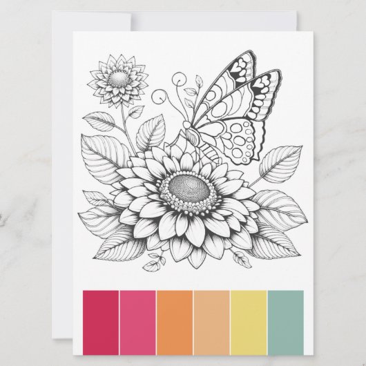 Vlinder Volwassen Kleurplaten & Kleurcombinatie Kaart (Voorkant)