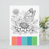 Vlinder Volwassen Kleurstof Kaart Kunsttherapie (Staand voorkant)