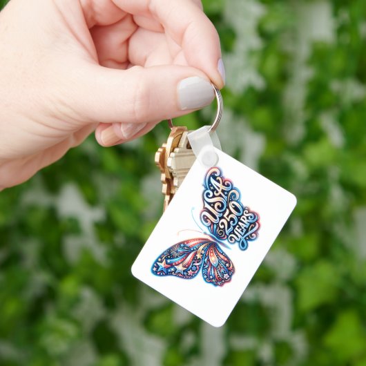 Vlinder voor de 250e verjaardag van de VS Sleutelhanger (Hand)