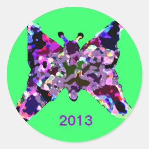 Vlinder voor veel geluk voor Nieuwjaar Ronde Sticker