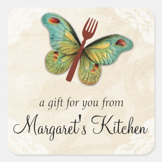  vlinder vork voedsel cadeau label label (Voorkant)