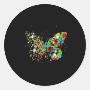Vlinder Vrede Liefhebber Autisme Bewustzijn Maand Ronde Sticker