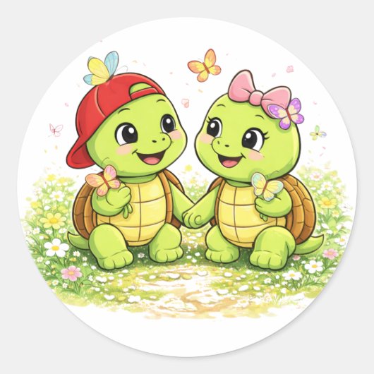 Vlinder Vrienden Ronde Sticker (Voorkant)