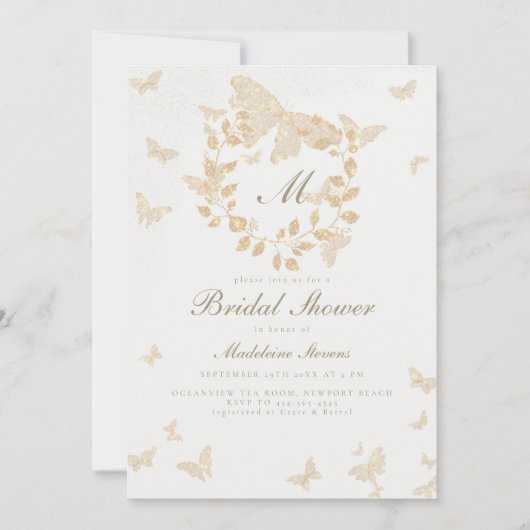 Vlinder Vrijgezellenfeest Goud Monogram groen Kaart (Voorkant)