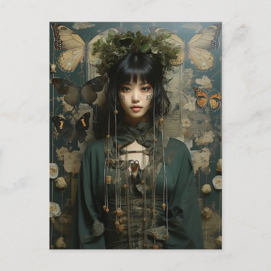 Vlinder vrouw briefkaart (Voorkant)