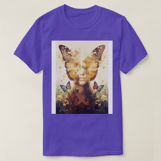 Vlinder Vrouw Gezicht Abstracte Kunst van Lepidopt T-shirt (Design voorkant)