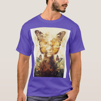 Vlinder Vrouw Gezicht Abstracte Kunst van Lepidopt T-shirt