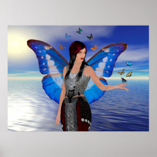 Vlinder Vrouw Poster